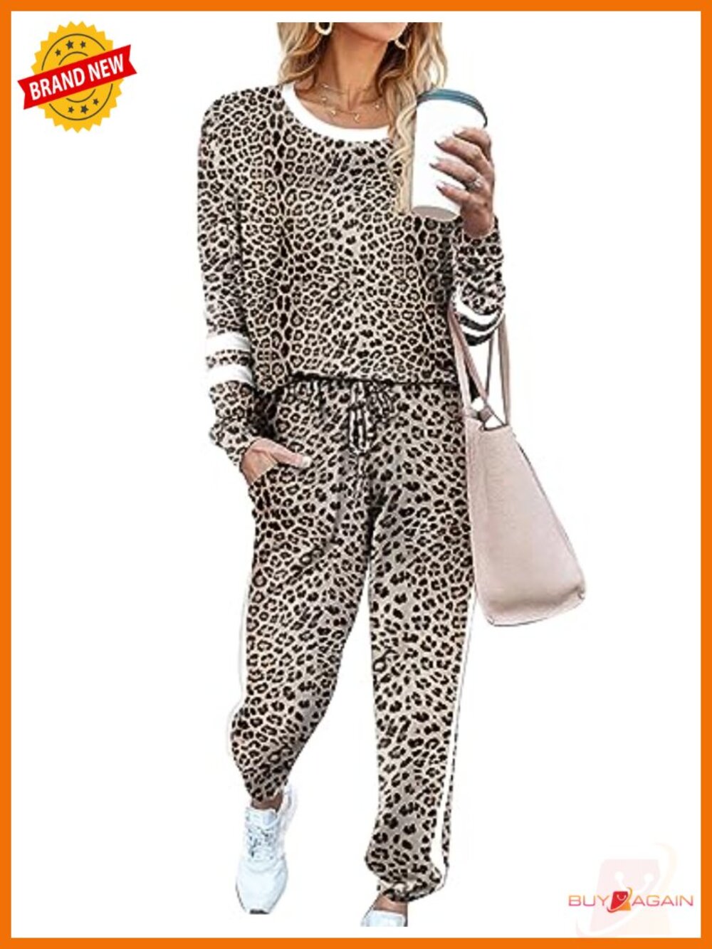 Women's 2 Piece Sweatsuit Set Loungewear Tracksuit Striped Crewneck
